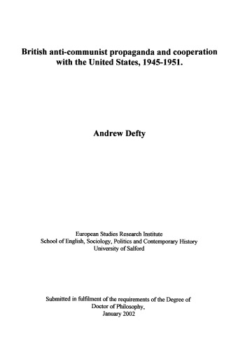 ﻿تبلیغات و همکاری ضد کمونیستی انگلیس با ایالات متحده ، 1945 - 1951