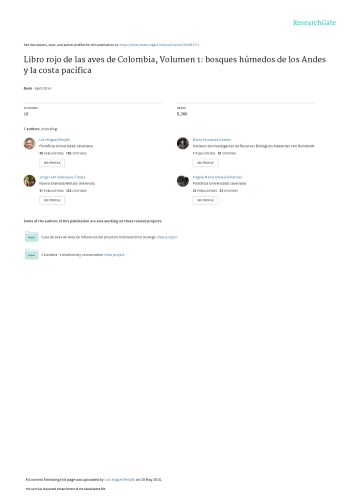﻿کتاب قرمز پرندگان کلمبیا، جلد 1: جنگل های مرطوب آند و سواحل اقیانوس آرام