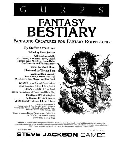 ﻿GURPS ویرایش 3. فانتزی Bestiary