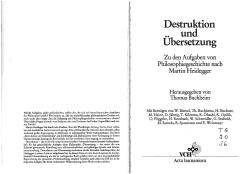 ﻿تخریب و ترجمه: در مورد وظایف تاریخ فلسفه از نظر مارتین هایدگر