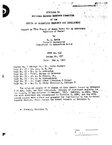 ﻿درباره تئوری امواج شوک برای معادله دلخواه حالت