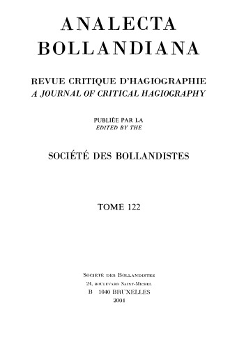 ﻿Analecta Bollandiana. بررسی انتقادی جراحی نگاری. یک مجله Hagiography انتقادی