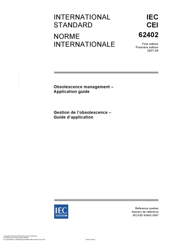 ﻿IEC 62402 - Gestion de l'Osolescence - Guide d'Application