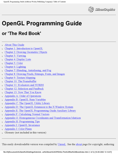 راهنمای برنامه نویسی Opengl: راهنمای رسمی برای Learning Opengl، نسخه 1.1 (OTL)