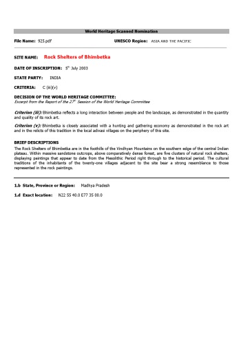 ﻿پناهگاه های صخره ای Bhimbetka