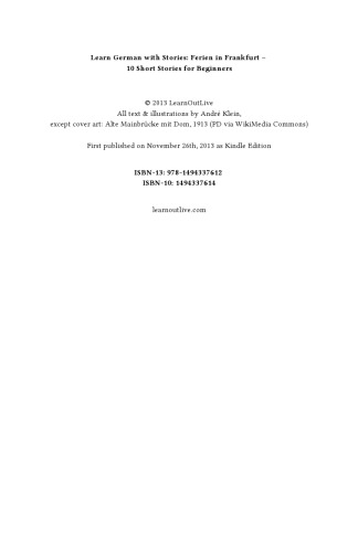 ﻿یادگیری آلمانی با داستان: تعطیلات در فرانکفورت - 10 داستان کوتاه برای مبتدیان
