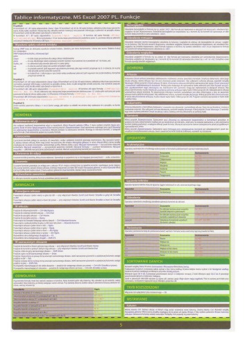 ﻿MS Excel 2007 PL: funkcje: tablice informationczne