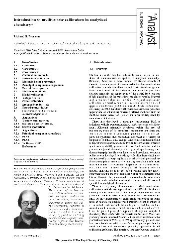 مقدمه ای برای کالیبراسیون چند متغیره در شیمی تحلیلی