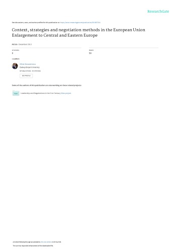 ﻿مجله سیاست جهانی و دیپلماسی جاری
زمینه، استراتژی ها و روش های مذاکره در گسترش اتحادیه اروپا به اروپای مرکزی و شرقی