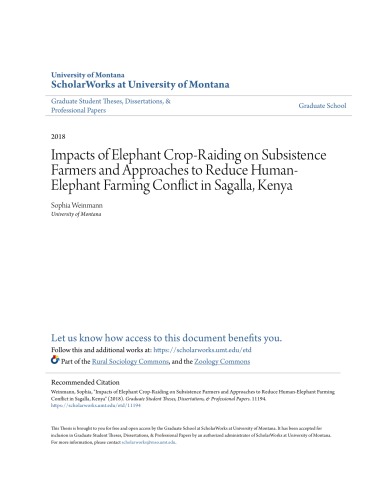 ﻿تأثیر حمله فیل به کشاورزان معیشتی و رویکردهایی برای کاهش درگیری های فیل انسان در ساگالا ، کنیا