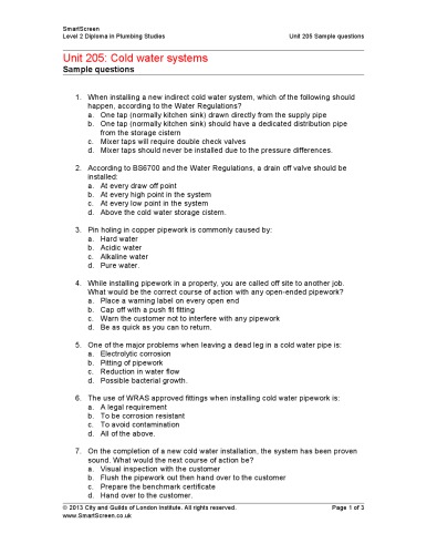 ﻿نمونه سوالات شهر و اصناف سطح 2 دیپلم مطالعات لوله کشی