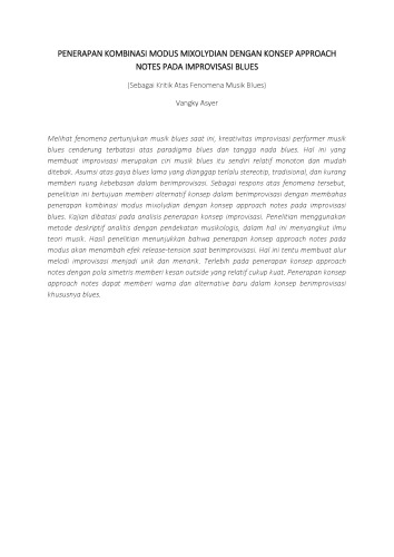 ﻿کاربرد ترکیبی از حالت میکسولیدین با مفهوم نت های رویکرد در بداهه نوازی بلوز