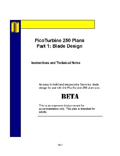 ﻿Plans For Wind Generator-Pt250-Blade-Plan10A