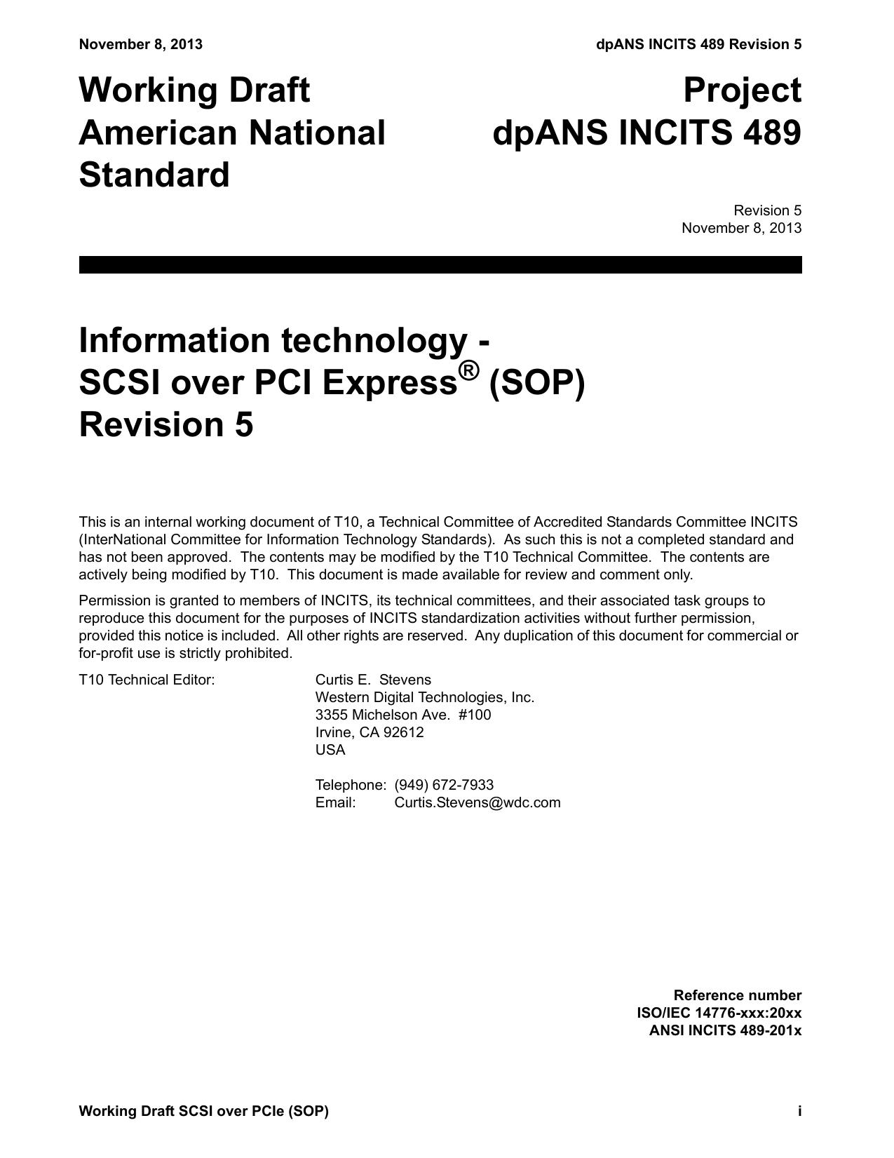 ﻿SCSI Over PCIe (SOP r05)