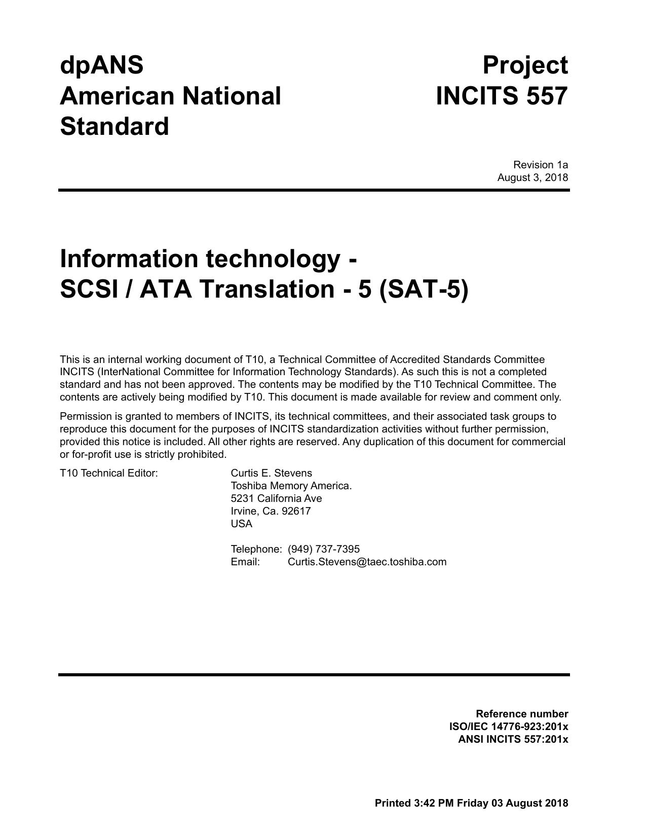 ﻿ترجمه SCSI/ATA - 5 (SAT-5 r01a)