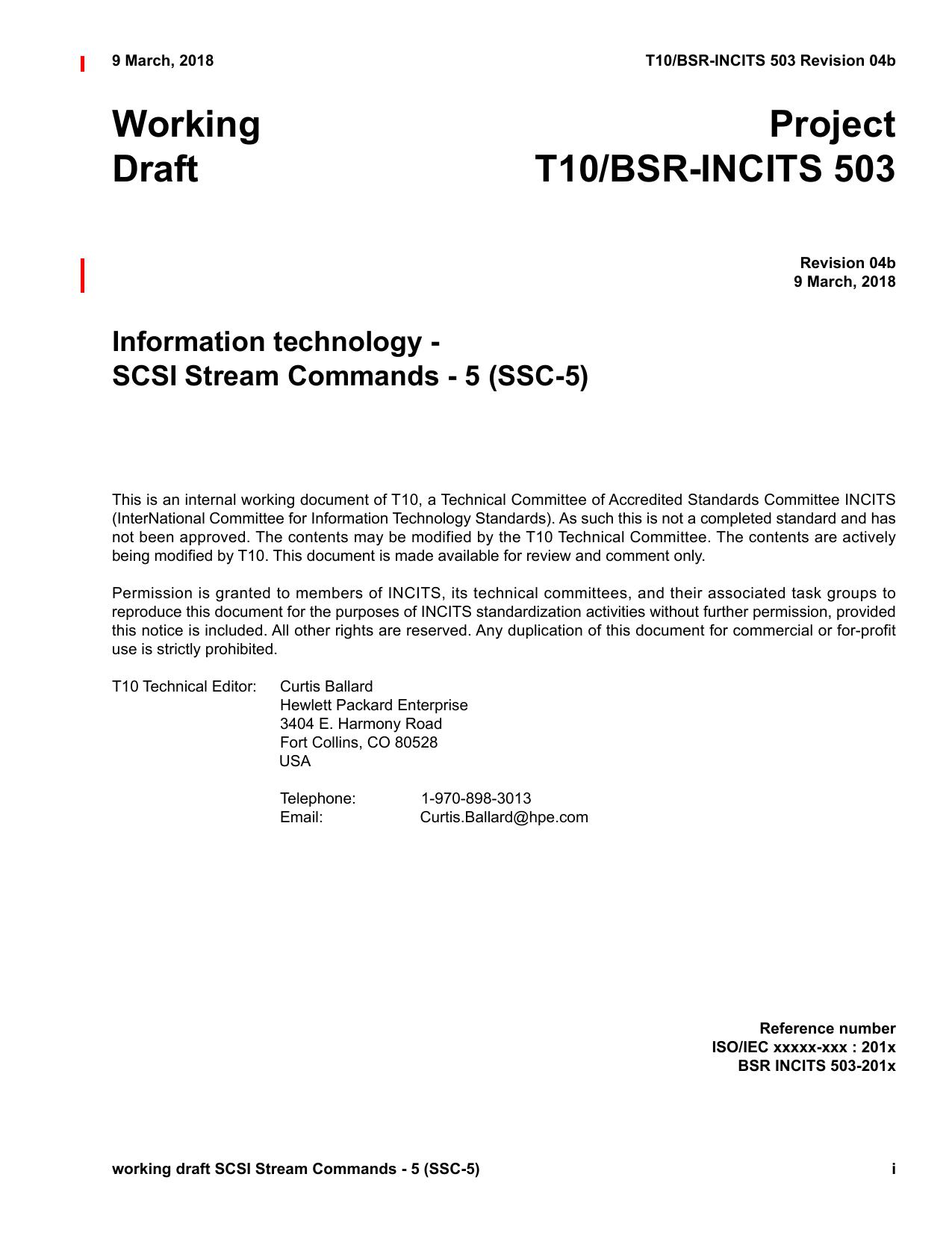 ﻿دستورات جریان SCSI - 5 (SSC-5 r04b)