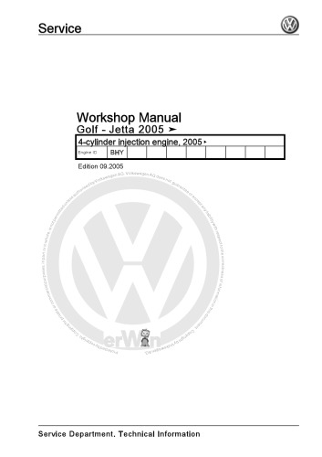 ﻿موتور تزریق 4 سیلندر VW Golf & Jetta 2005 BHY - راهنمای کارگاه