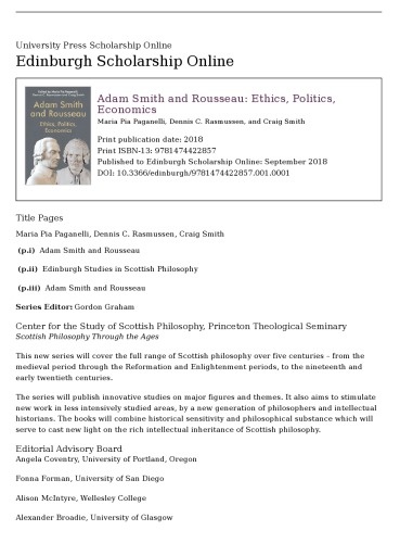 ﻿آدام اسمیت و روسو: اخلاق ، سیاست ، اقتصاد