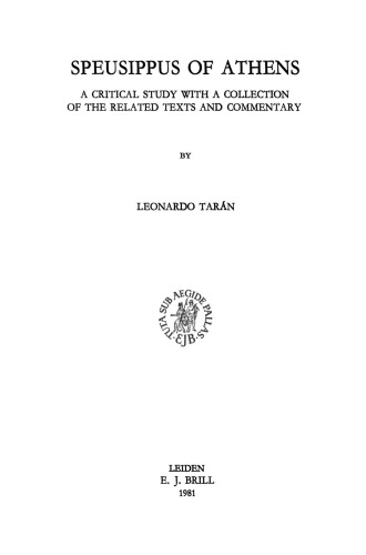 ﻿Speusippus آتن - Testimonia + Fragmenta به یونانی