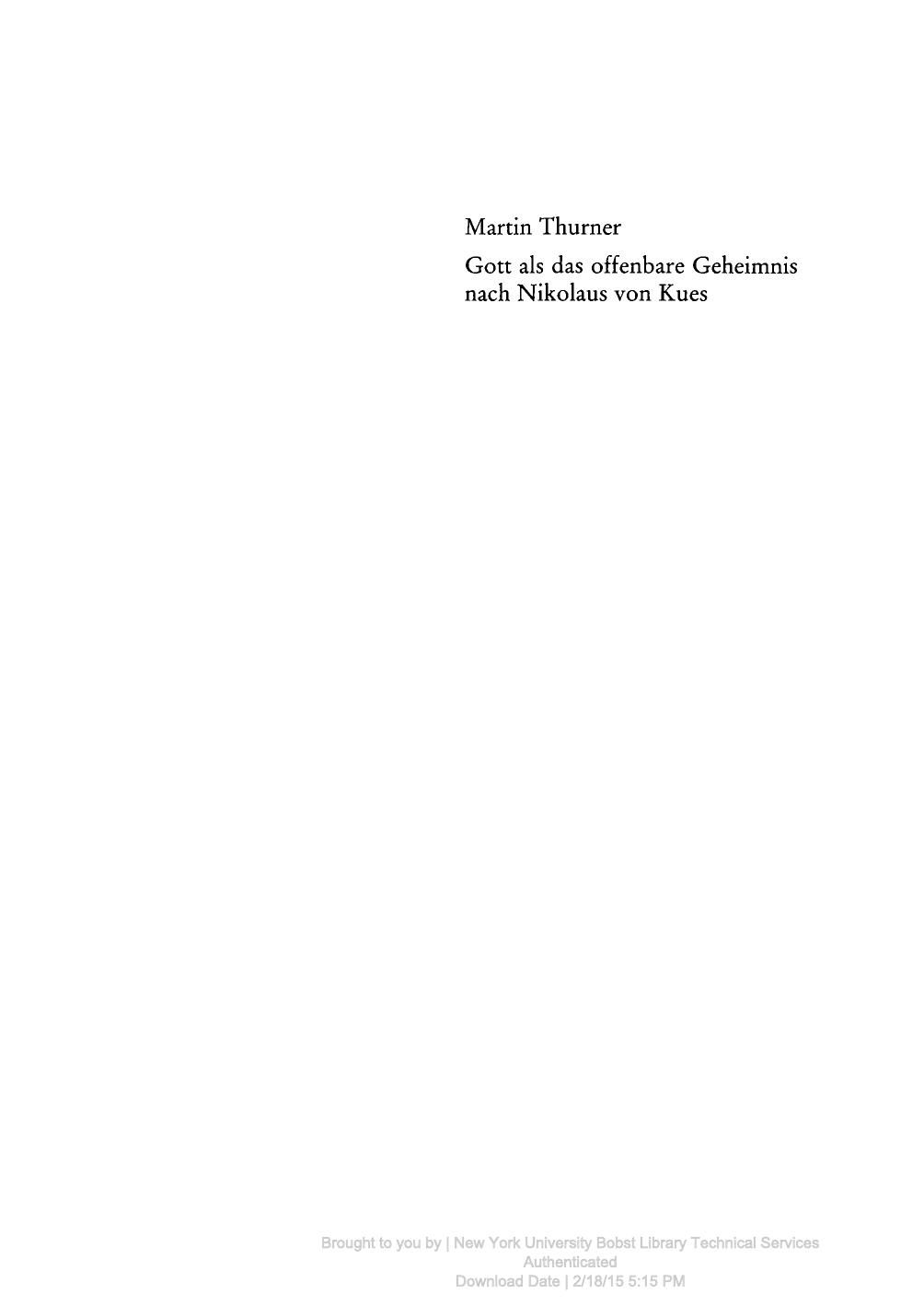 ﻿خدا به مثابه راز مکشوف از نظر نیکولاس فون کوئز