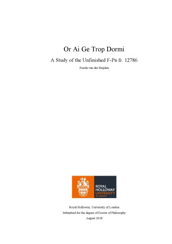 ﻿یا Ai Ge Trop Dormi: A Study of F-Pn ناتمام fr. 12786