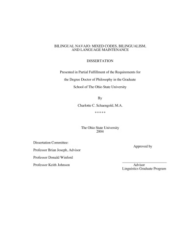 ﻿دو زبانه ناواهو: کدهای مختلط، دوزبانگی و نگهداری زبان