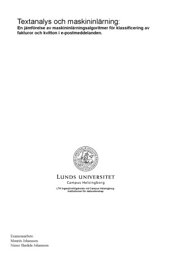 ﻿تجزیه و تحلیل متن و یادگیری ماشینی: مقایسه الگوریتم های یادگیری ماشینی برای طبقه بندی صورتحساب ها و رسیدها در ایمیل ها