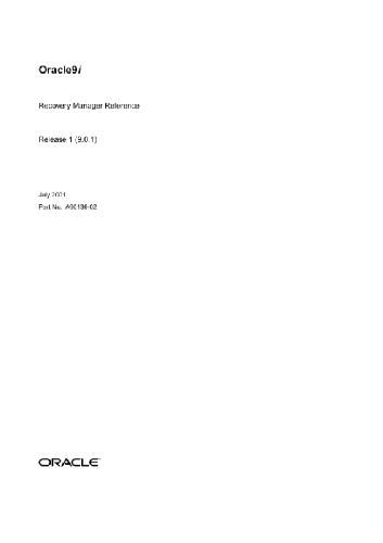 Oracle9i Recovery Manager Reference (بخش شماره A90136-02) (نسخه 9 0 1) (2001)