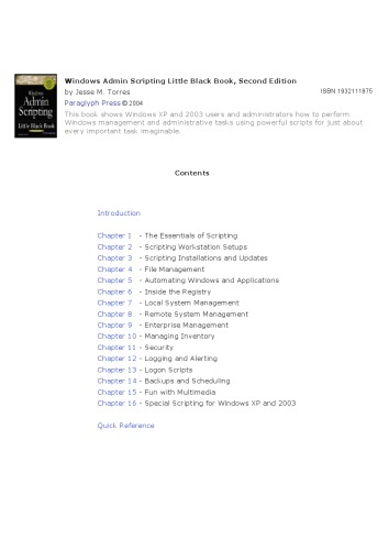 ﻿Windows Black Scripting Little Black Book