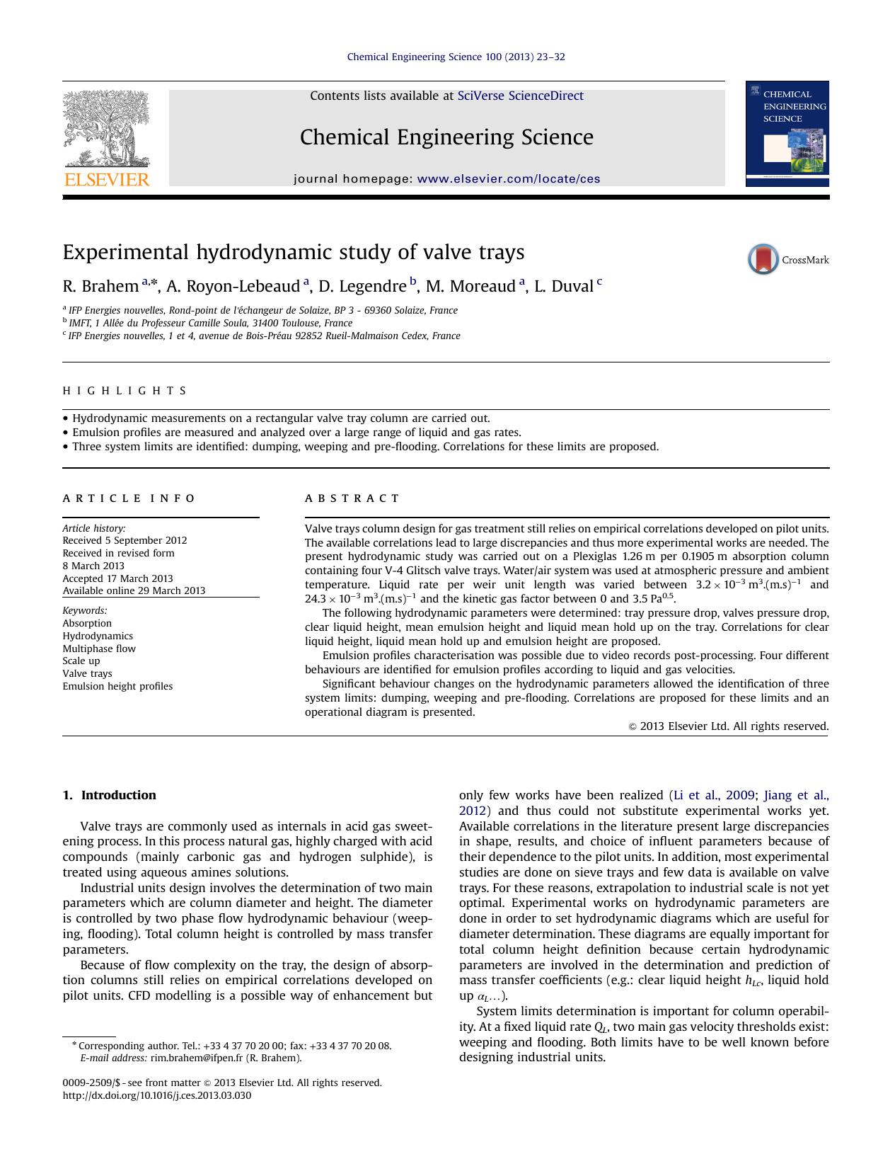 ﻿مطالعه هیدرودینامیکی تجربی سینی های دریچه
