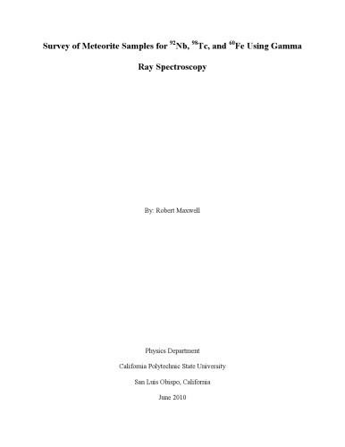 ﻿بررسی نمونه های شهاب سنگ برای ⁹2Nb، ⁹8Tc، و 60Fe با استفاده از طیف سنجی اشعه گاما