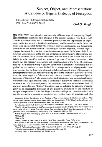 ﻿موضوع، ابژه و بازنمایی: نقد دیالکتیک ادراک هگل