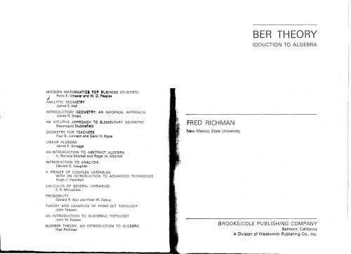 ﻿نظریه اعداد، درآمدی بر جبر
