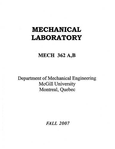 ﻿راهنمای آزمایشگاه مکانیک (Mech 362 A, B)