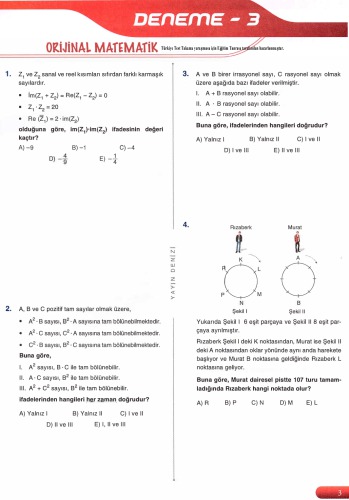 ﻿Broadcast Sea 10 AYT Mathematics Essay 3-D