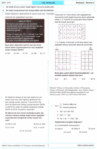 ﻿واکنش فوری 10 آزمایش ریاضی AYT 2-B