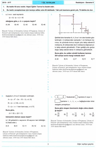 ﻿واکنش فوری 10 آزمایش ریاضی AYT 6-B