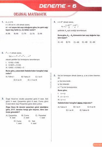 ﻿Broadcast Sea 10 AYT Mathematics Essay 6-B