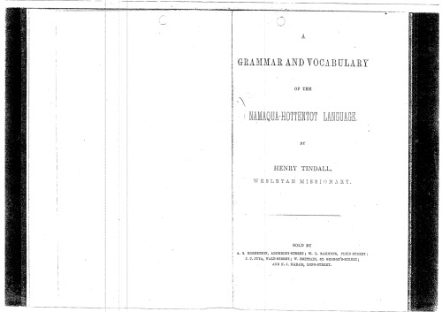 ﻿دستور زبان و واژگان زبان Namaqua-Hottentot