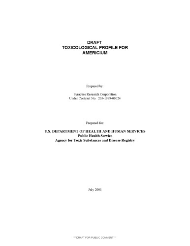پروفایل های سم شناسی - Americium