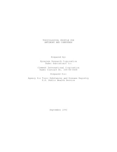 پروفایل های سمی - آنتیموان و ترکیبات