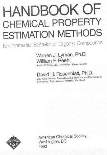 کتاب روشهای ارزیابی املاک شیمیایی: رفتار محیطی ترکیبات آلی