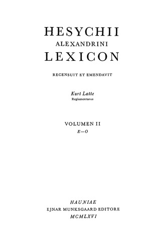 ﻿Hesychius Alexandrini Lexicon، ج. II E-O