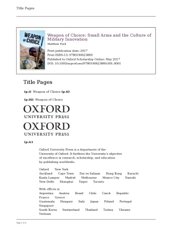 ﻿سلاح انتخابی: سلاح های کوچک و فرهنگ نوآوری نظامی