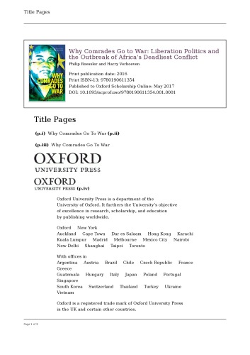 ﻿چرا رفقا به جنگ می روند: سیاست های آزادیبخش و شیوع مرگبارترین درگیری آفریقا