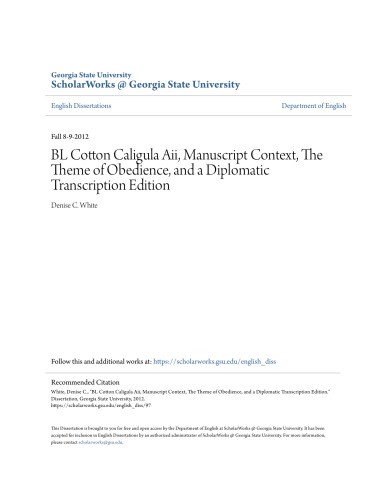 ﻿BL Cotton Caligula Aii، متن دستنوشته، موضوع اطاعت، و نسخه رونویسی دیپلماتیک
