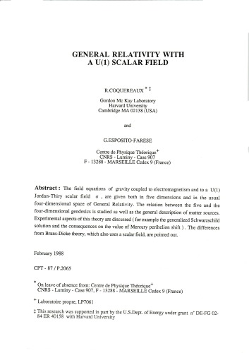 ﻿نسبیت عام با میدان اسکالر U(1).