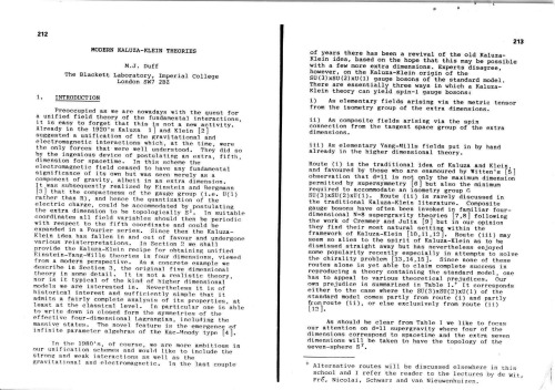 ﻿نظریه های مدرن کالوزا-کلاین