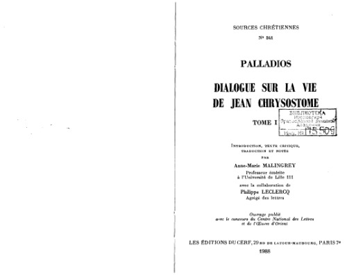 ﻿گفت و گو درباره زندگی جان کریستوستوم ، جلد اول