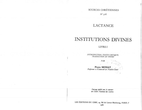 ﻿نهادهای الهی، کتاب اول